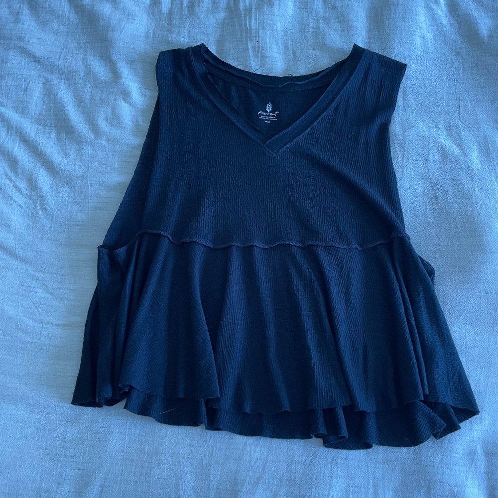 Free People Black Sleeveless Peplum Top